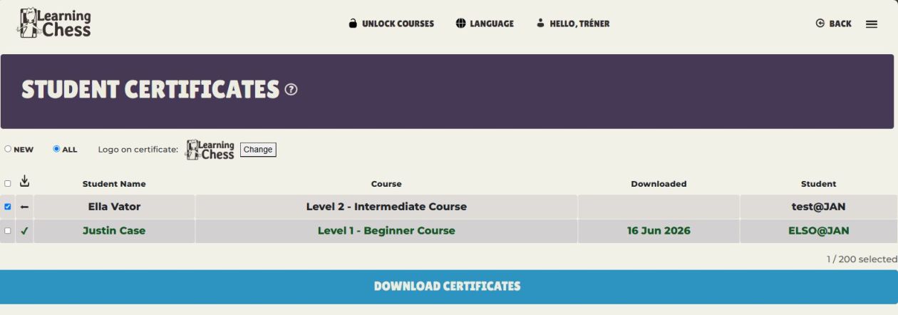 Learning Management - Student Certificates